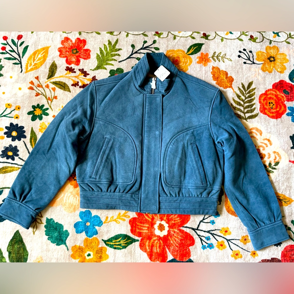 Free People We The Free Wes Suede Bomber Jacket NWT - Picture 4 of 15